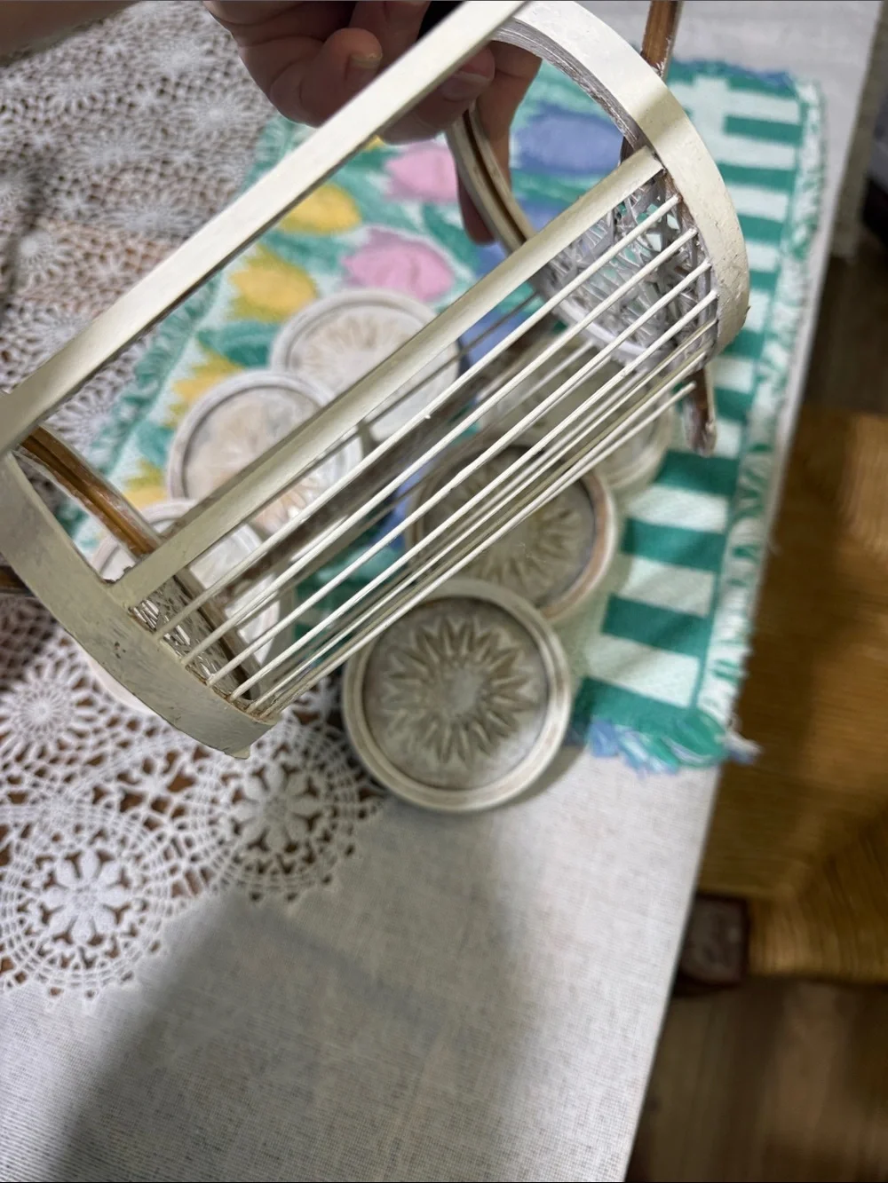 Vintage Pressed Butterfly Coaster Set painted
